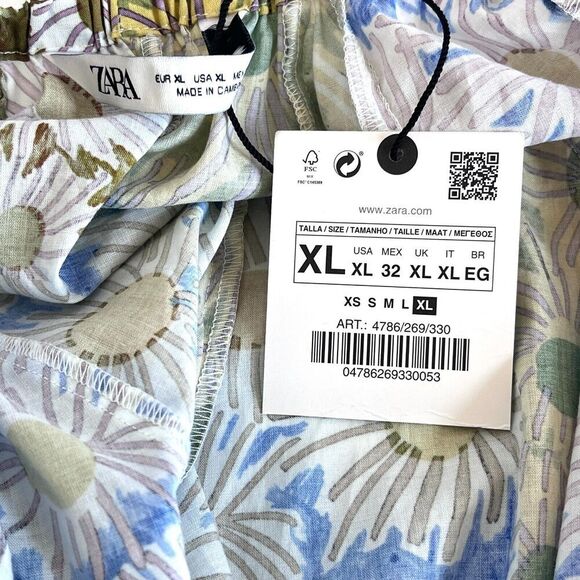 NWT ZARA PRINTED SHORT DRESS SIZE XL Halter Neck 100% Cotton - Picture 10 of 11